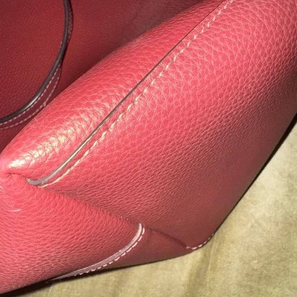 Coach Maroon Leather Tote Bag - Picture 4 of 6